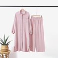 thumbnail image 5 of Women's 2 Pieces Sets Long Sleeve Button Down Shirt And Pants Abaya Casual Dress Dubai Outfits, 5 of 9