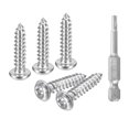 thumbnail image 1 of #6 x 5/8" Torx Security Screws, 50Pack Button Head, Self Tapping Screws, 304 Stainless Steel, with Bit T15, 1 of 6