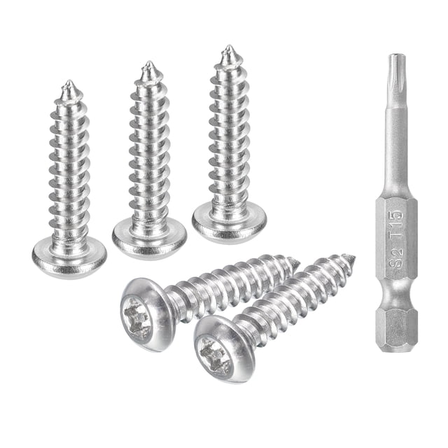#6 x 5/8" Torx Security Screws, 50Pack Button Head, Self Tapping Screws, 304 Stainless Steel, with Bit T15