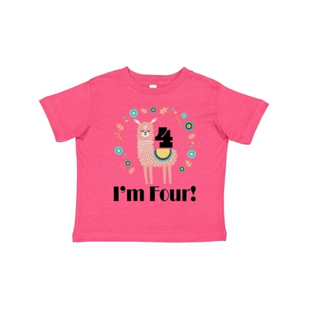 

Inktastic 4th Birthday Llama for Girl Gift Toddler Toddler Girl T-Shirt