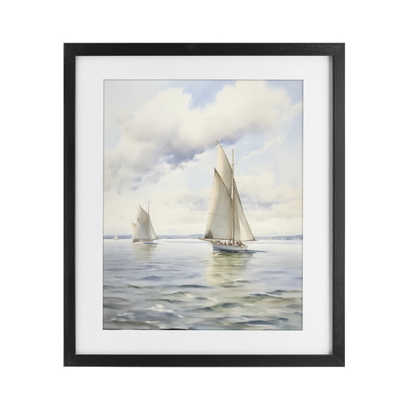Stupell Industries Traditional Sailing Toward a Tranquil Horizon Black Framed Print Under Glass, 13 x 16, by LSR Design Studio