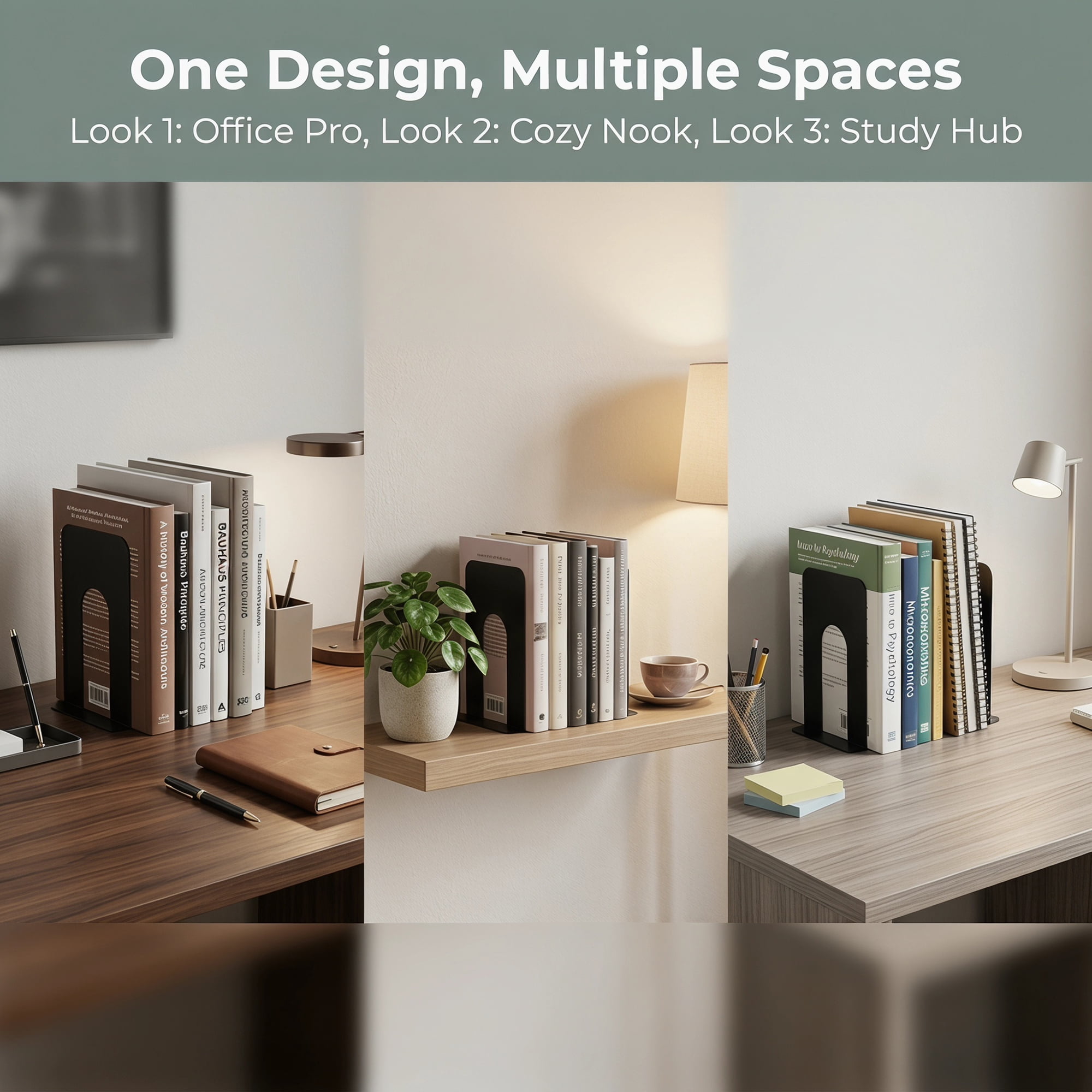 Unique Bargains Metal Bookends for Shelves Holder for Office Black 6.5"L x 5.4"W x 8.3"H