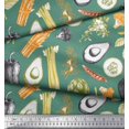 thumbnail image 2 of Soimoi Green Viscose Chiffon Fabric Mixed Vegetable Printed Fabric 1 Yard 42 Inch Wide, 2 of 3