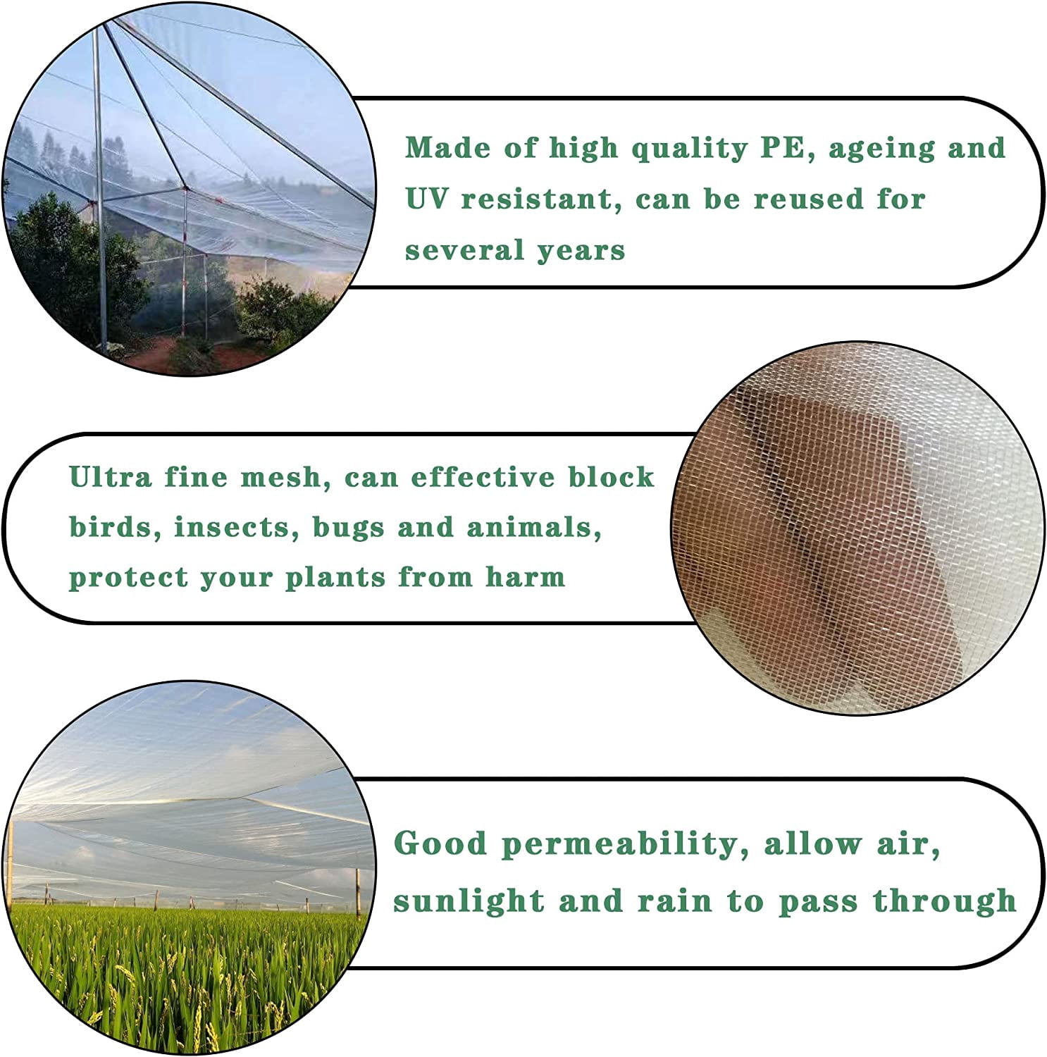 Waltyotur elfinrm Garden Insect Netting, 10ft x 30ft Fine Mesh Netting Bird Pest Bug Barrier White Netting Plant Cover for Protect Plants Fruits Vegetables Flowers Crops Greenhouse Row Cover
