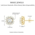 thumbnail image 4 of Rosec Jewels Lab Created Diamond Stud Earrings with Screw Back - Halo Earrings for Mom - EF-VS Quality, 10K Yellow Gold, 4 of 6