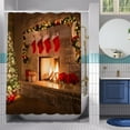 thumbnail image 4 of Christmas Shower Curtain, Christmas Socks Xmas Tree Gift Box Fireplace Bathroom Curtain Bathroom Decoration Bathroom Decor Curtain with 12 Hooks 72x72 Inches, 4 of 5