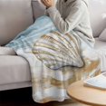 thumbnail image 3 of Blue Coastal Shell Blanket Soft Cozy Warm Throw Blanket for Couch, Plush Fuzzy Flannel Fleece Blankets for Sofa, Beach Summer Seaside Nautical Bed Blankets Lightweight Gifts for Women, 40"x50", 3 of 9