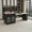 Black, variant on DTTRA 80" Expandable Kitchen Island with Dining Table, Marble Countertop & Power Outlet, White