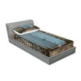 thumbnail image 2 of Ambesonne Rustic Fitted Sheet & Pillow Sham Set, Medieval Stone Wall, Twinxl, Blue Grey, 2 of 2