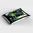 thumbnail image 2 of Ambesonne Leopard Pillow Sham, Monstera Colorful Wilds, 36" X 20", Green Petrol Blue, 2 of 2