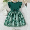 thumbnail image 2 of RMGVDSD Toddler Girls Birthday Dress Summer Sundress Flutter Sleeve Bowknot Floral Print Princess Tulle Dresses Little Kids Casual Party Dress 6-7 Years, 2 of 7