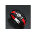 thumbnail image 3 of Pulsera Cuero Vikinga Vegvisir Valknut Hombre Mujer Layers Xtellar Color Rojo, 3 of 4
