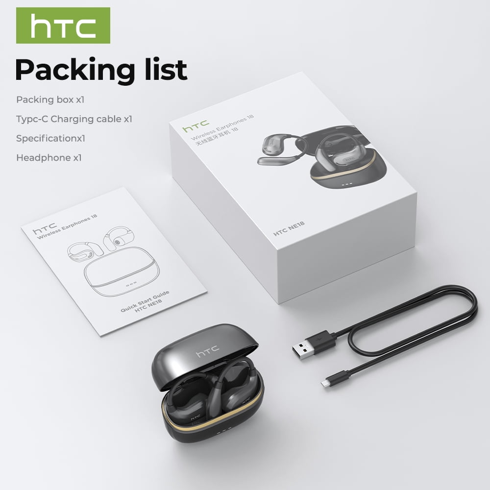 NE18 Bluetooth 6.0 Wireless Open-Ear Headphones, AI Translator, Noise-Cancelling Earbuds, 130+ Languages, 24H Playtime, Black