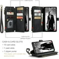 thumbnail image 2 of Para Samsung Galaxy A15 5G Funda tipo billetera con Tarjetero Soporte de Pie Bolsillo Magnético con Cremallera Correa de Cordón, Funda Tipo Billetera de Cuero con Tapa, 2 of 6