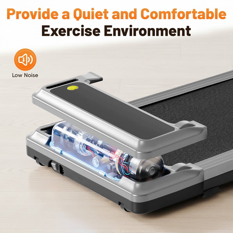 Simenmax Walking Pad, Under Desk Treadmill for Home Office, Quiet Portable Treadmill for Small Spaces, Apartments, Remote Control & LED Display,Silver