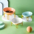thumbnail image 2 of Cuenco de cerámica para perros con soporte de metal que protege la columna vertebral Cuencos para comida y agua para gatos Suministros para mascotas, 2 of 5