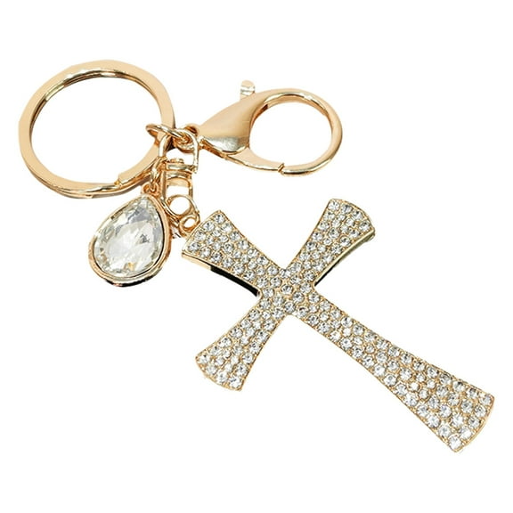 Car Mirror Accessories Cross Keychain Lucky Ring Personalized Rings for Keys Religion