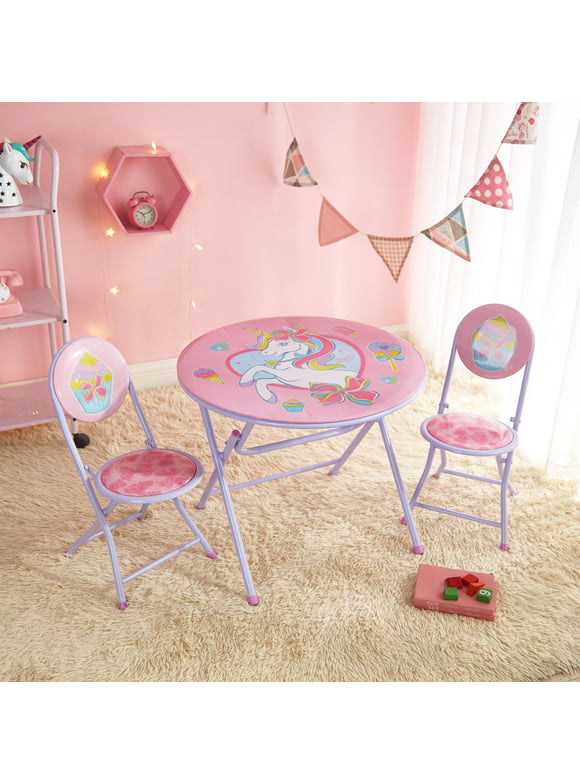 JoJo Siwa 3-Piece Round Table and Chair Set, Pink, 24" x 24" x 20"