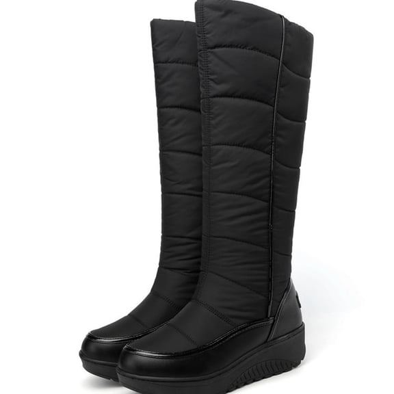 SACFOF Women's Down Cloth High-Top Warm Snow Boots With Round Toe, Flat Heel, Thick Bottom, Plush, Lightweight, Non-Slip Knee-High Boots Suitable For Winter, Snow, Shopping