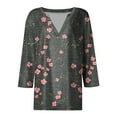 thumbnail image 5 of CYMMPU Tunic Tops 3/4 Sleeve Spring Tops V Neck Blouses for Women Dressy Casual Loose Fit Fall Trendy Shirts Flower Printed Business Elegant Work Tops T-Shirts XXXXXL, 5 of 5
