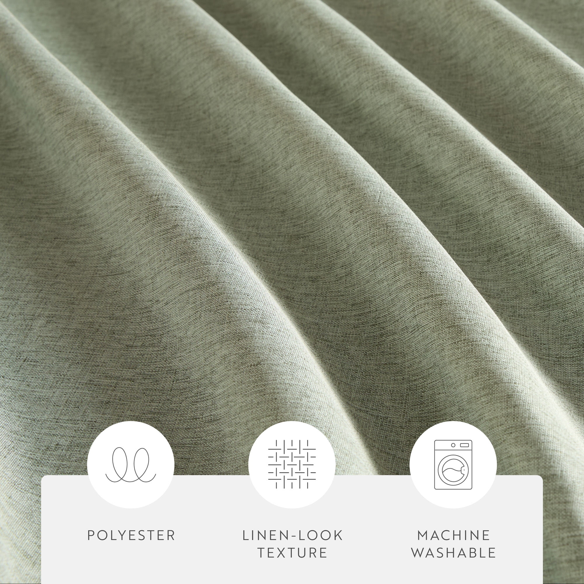 Linen-Look Polyester Shower Curtain in Essential Colors