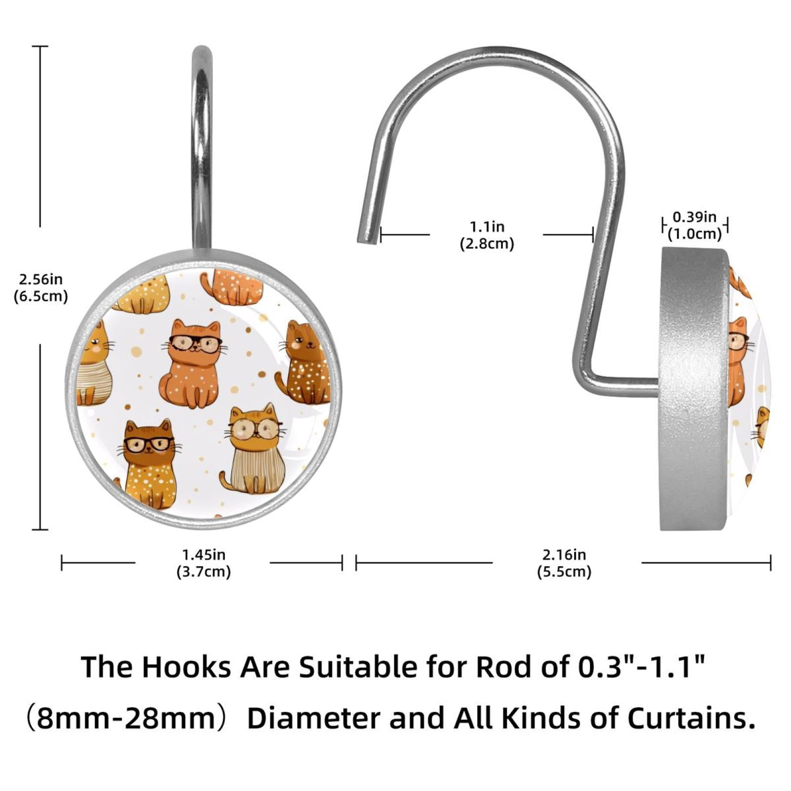 12pcs Decorative Shower Curtain Hooks, Rust Resistant Shower Rings for Bathroom Living Room,Rustproof Stainless Steel Rings for Shower Curtain and Liner Rods,Sweater Cat