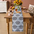 thumbnail image 2 of Nautical Brown Anchor Table Runner 72 Inches, Coastal Ocean Sea Grey Wooden Grain Bed Runner Dresser Scarves Tabletop for Indoor Outdoor Parties/Ceremony/Banquet, 14" x 72", 2 of 9