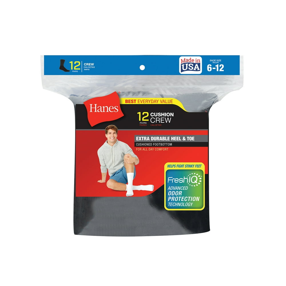 Hanes - Hanes Men's Max Cushion Crew Socks, 12-Pack - Walmart.com ...