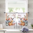 thumbnail image 2 of Fall Pumpkins Tits Sheer Curtains 54 Inches Length 2 Panels Set, Window Sheer Curtains for Living Room/Bedroom, Autumn Thanksgiving Leaves Country Wood Light Filtering Rod Pocket Curtain 52''x54''x2, 2 of 7