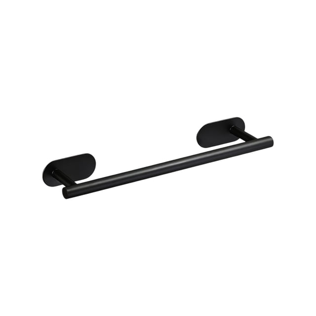 Black Stainless Steel Towel Bar No Drill Bathroom Towel Rack Modern Concise Towel Storage Rack Stainless Steel Material Black Color 15.75X3.15X1.77 Inches Tool Free Installation Strong Adh