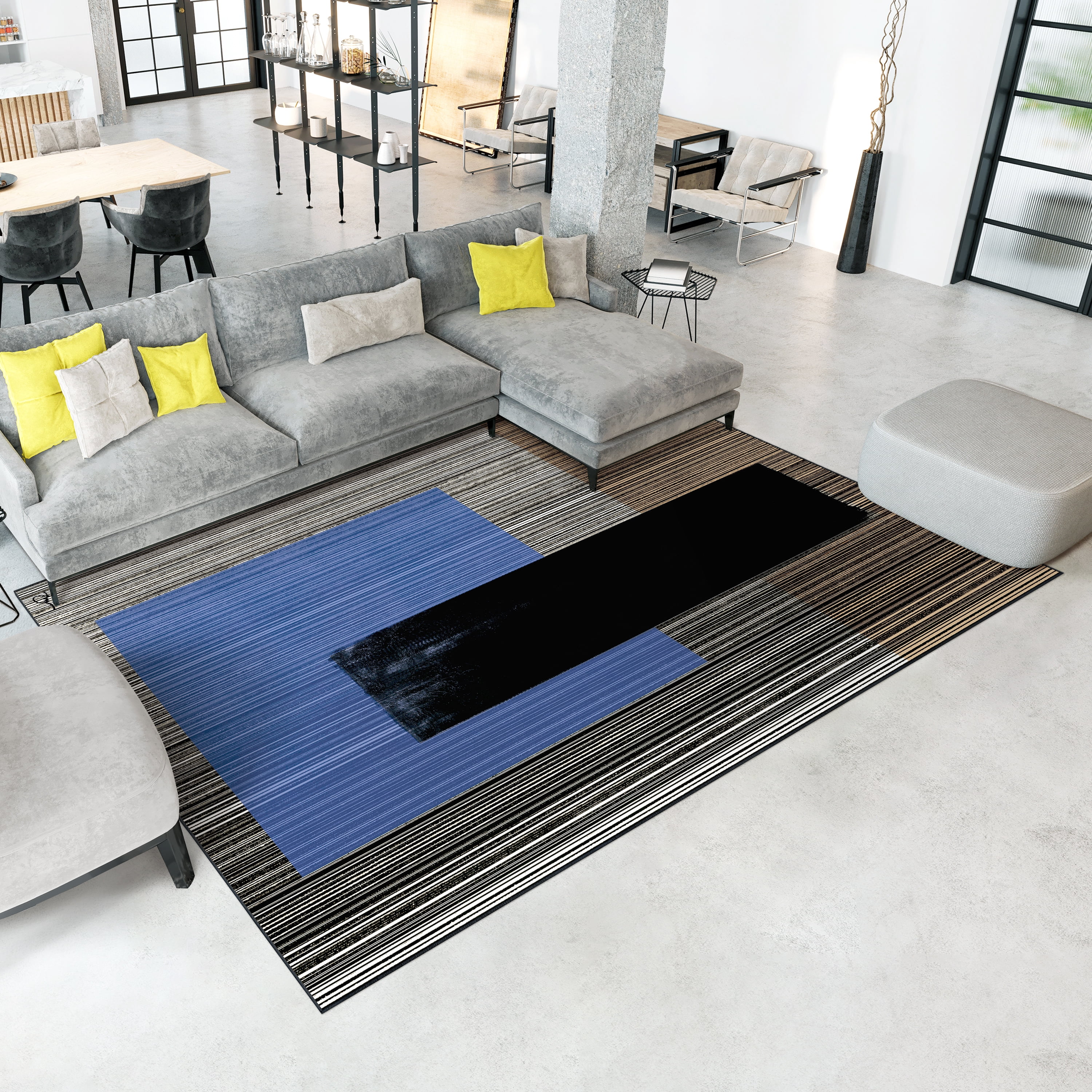 Read Between the Lines II Washable Geometric Art Area Rug size 8'x10', Power-loomed, Heavenly Softness with Non-Slipping Backing