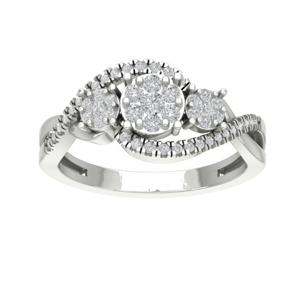 Araiya Sterling Silver Diamond Cluster Band Ring (1/2 cttw, I-J Color, I2-I3 Clarity), Size 7