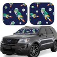 thumbnail image 2 of Bingfone Astronaut Dinosaur And Space Print 2-Piece Sun Shade Front Windshield - Foldable Car Front Window Sunshades For Most Sedans Suv Truck - Large, 2 of 7