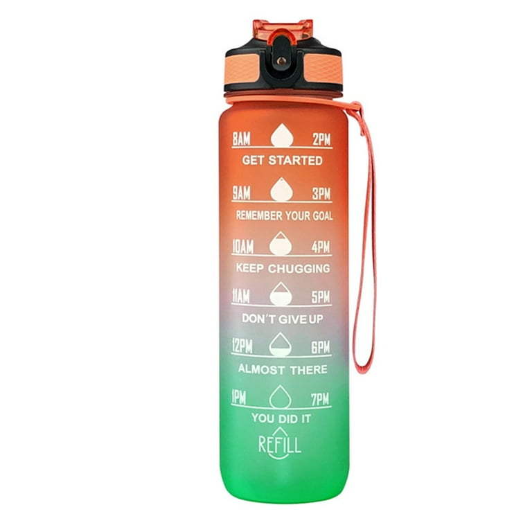 SUPPRUI Water Bottle 34 oz,Motivational Drink Bottle with Time