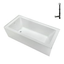 Streamline NAL-5360-WH 66 in. x 32 in. Acrylic Left-Hand Drain Alcove Bathtub in Glossy White With External Drain in Glossy White