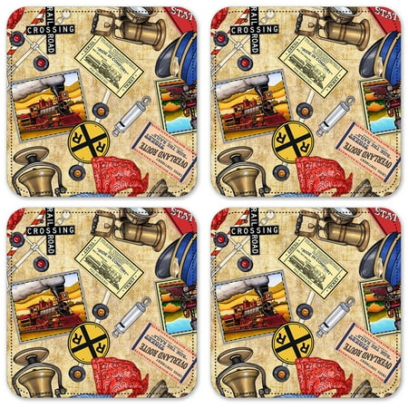 

Vinyl Drink Coasters - Set of 4 - Engineer Hats (tan) - Image by Dan Morris