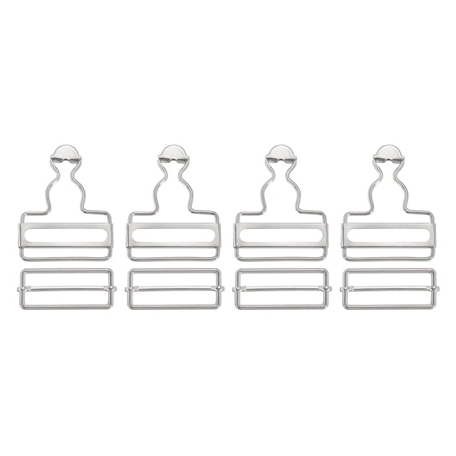 Unique Bargains Overall Buckles 4 Sets Retro Suspender Replacement Buckles 40mm, Silver Tone