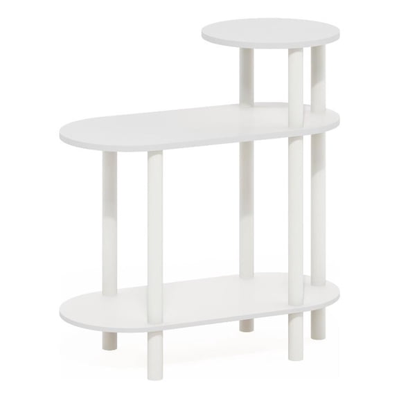 Pemberly Row Turn-N-Tube 3-Tier Oval Sofa Side/End Table in White