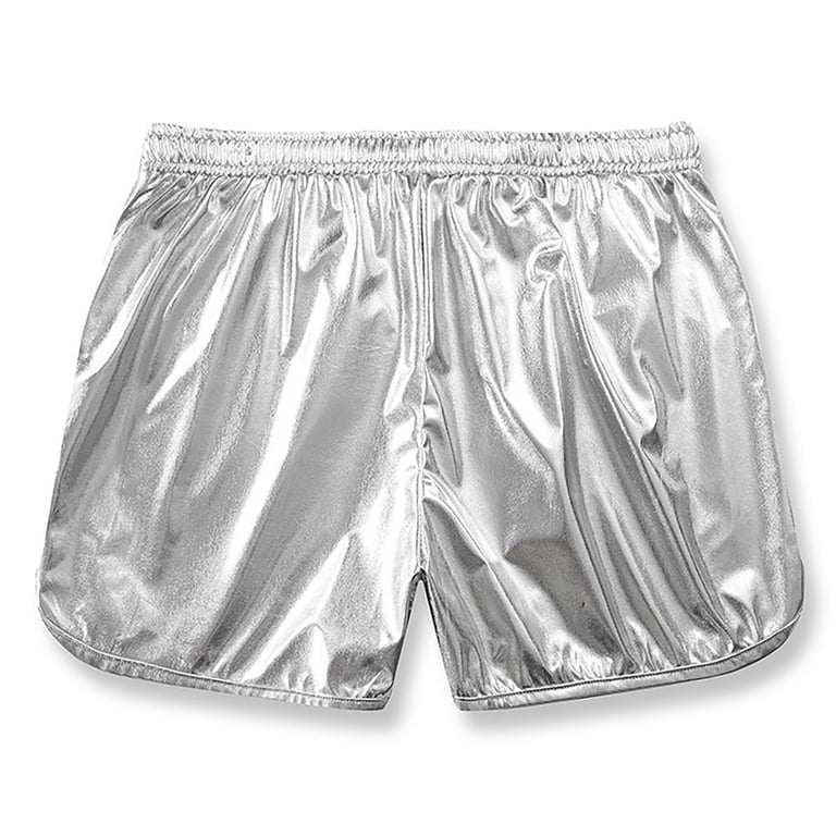 FRSASU Men Shiny Leather Thin Slim Shorts Male Solid Color Summer