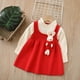 thumbnail image 4 of Vestido de cuello redondo y manga larga para niña, conejito de bolsillo, cuello de encaje, tejido de punto, manga larga, color liso, conjunto clásico, inocencia infantil y placer infantil, top de poli, 4 of 7
