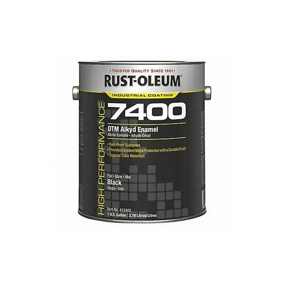 Rust-Oleum Interior/Exterior Paint, Flat, Oil Base, Black, 1 gal 412402
