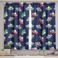 thumbnail image 2 of Ambesonne Galaxy Valance & Curtain, Flying Saucers UFO Cartoon, 55"x30", Navy Blue Multicolor, 2 of 7