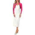 thumbnail image 2 of Satin Shrug for Women's Evening Dresses Mesh Formal Coverup Open Front Long Sleeve Cropped Bolero L Hot Pink, 2 of 6