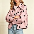 thumbnail image 6 of Lutiedan Women's Polka Dot Cropped Jacket Waterproof Button Front Collared Outerwear Casual Baggy Streetwear Jacket S-3XL, 6 of 8
