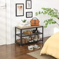 thumbnail image 4 of VASAGLE 28.7" Shoe Rack Bench 3-Tier Shoe Shelf Storage Bench with Metal Mesh Shelves and Seat Shoe Rack Greige and Black, 4 of 7