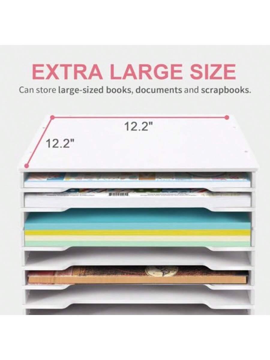 12x12 Paper Storage Organizer - 13 Tier Desk File Organizer With Adjustable Shees Letter Mail Tray 12x12 Stackable Scrapbook Paper Storage Cube For Home Office Classroom