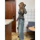 thumbnail image 2 of Suéter de punto fino con cuello redondo y manga larga para mujer, jersey elegante ajustado, ropa de calle para desplazamientos diarios, otoño 2024, 2 of 5