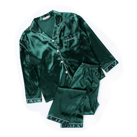 

Meihuida Women Pajama Set Loose Solid Color Long Sleeve Top Long Pants