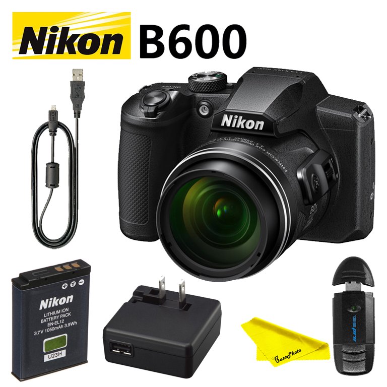 Nikon COOLPIX B600 Digital Camera (Black) + Buzz-Photo High Speed
