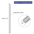 thumbnail image 2 of Uxcell 5Pack M8 x 300mm 1.25mm Pitch 304 Stainless Steel Fully Threaded Rod Bar Studs, 2 of 6